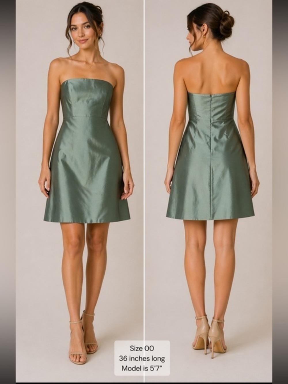 Ann Taylor green silk bridesmaid semi formal evening gown dress nwt